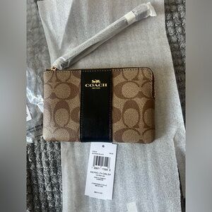 New COACH Tan and Brown wristlet